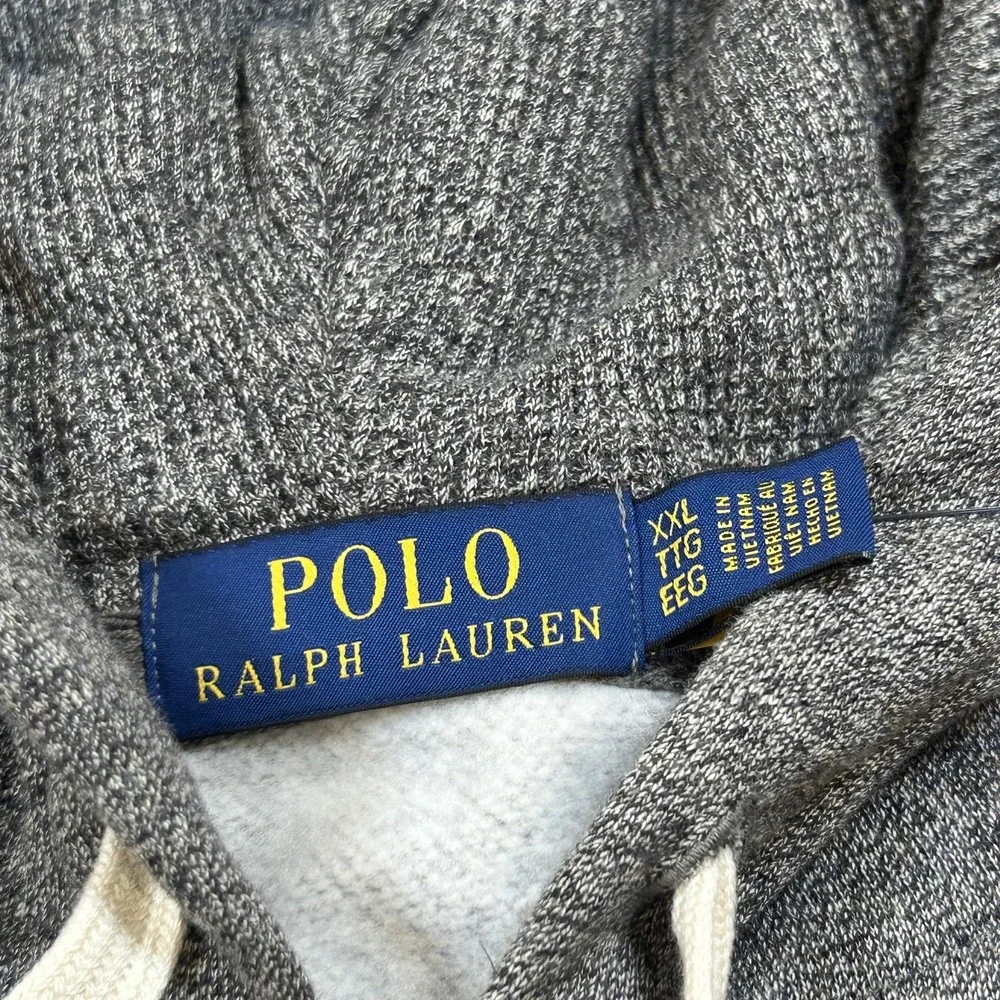 Polo Ralph Lauren Hoodie Mens 2XL Gray Fleece Full Zip Logo Sweatshirt NWT